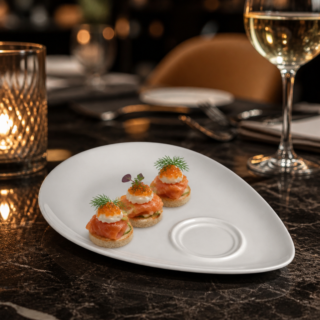 Snack Plates White Vitrified Porcelain for Serving (Pack of 12)
