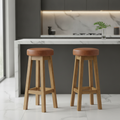 Rubber Wood High Stool with Bison Tan Seat 760x335mm for Dining Spaces (Pack of 2)