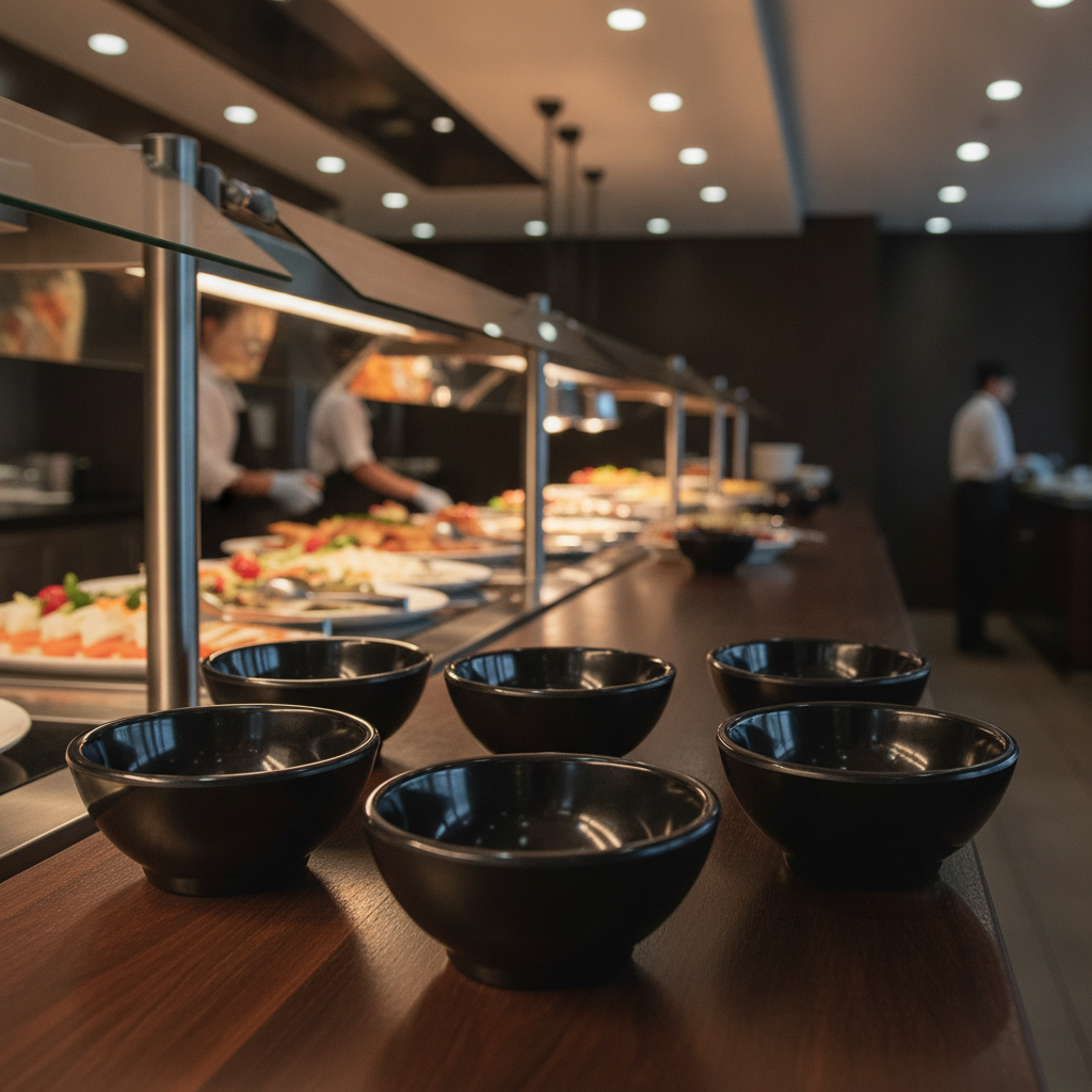 Melamine Black Round Mini Bowl 20ml for Buffet Service