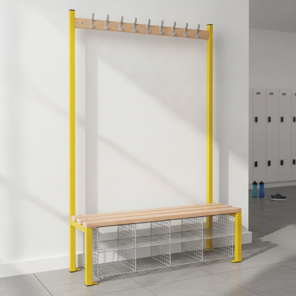 Powder Coated Steel Single-Sided Island Seating for Changing Rooms
