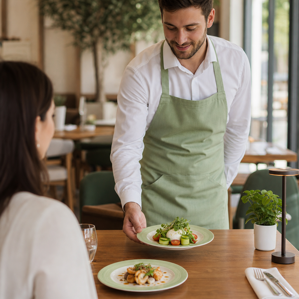 Slimline Plates 202mm Green Porcelain for Cafés & Restaurants (Pack of 24)
