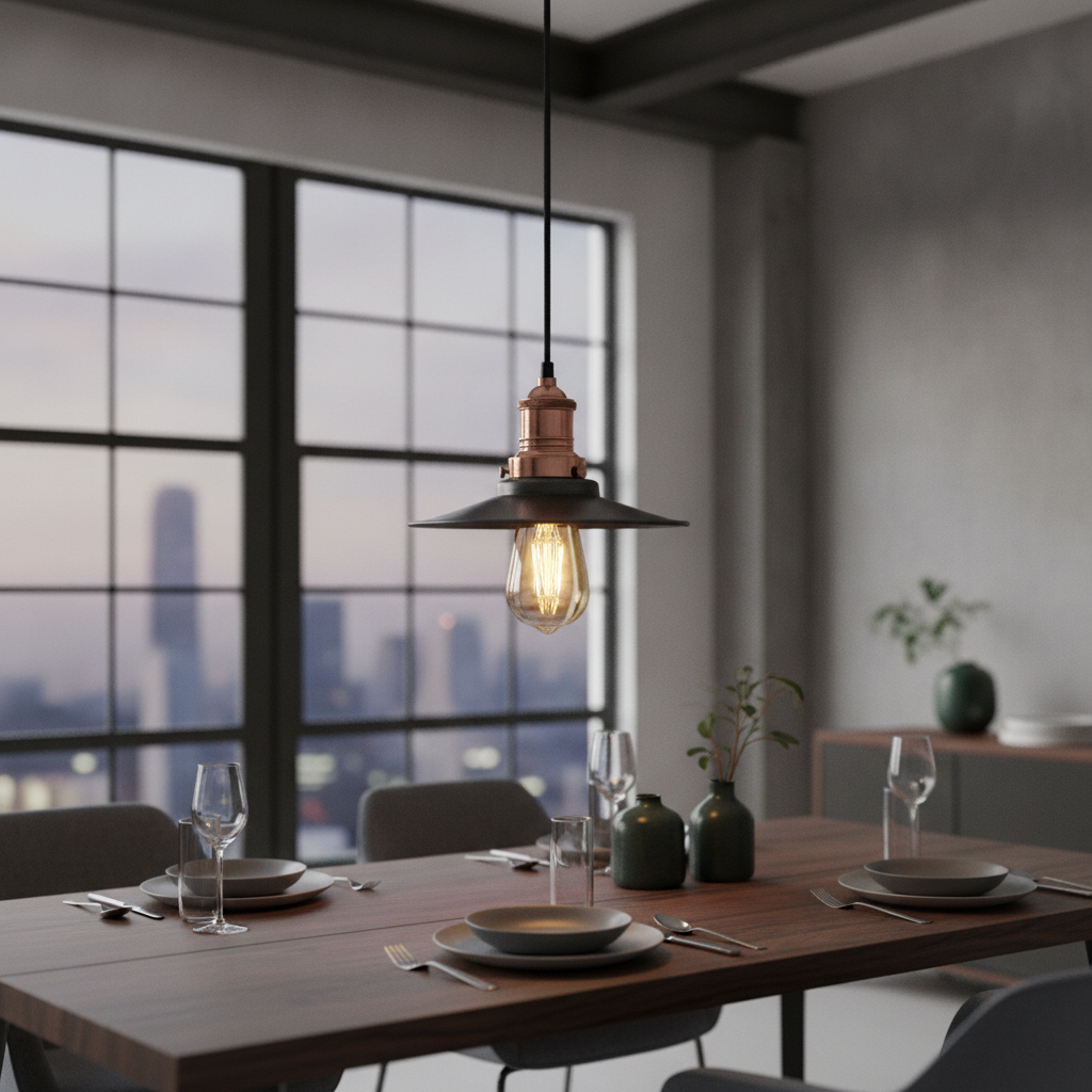 Iron Flat Pendant Light 205mm in Pewter for Stylish Interiors