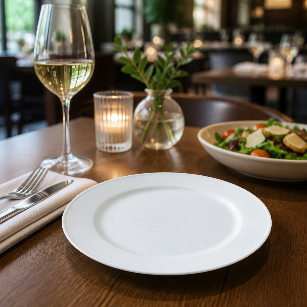 Slimline Plates 202mm White Porcelain for Casual Dining (Pack of 24)