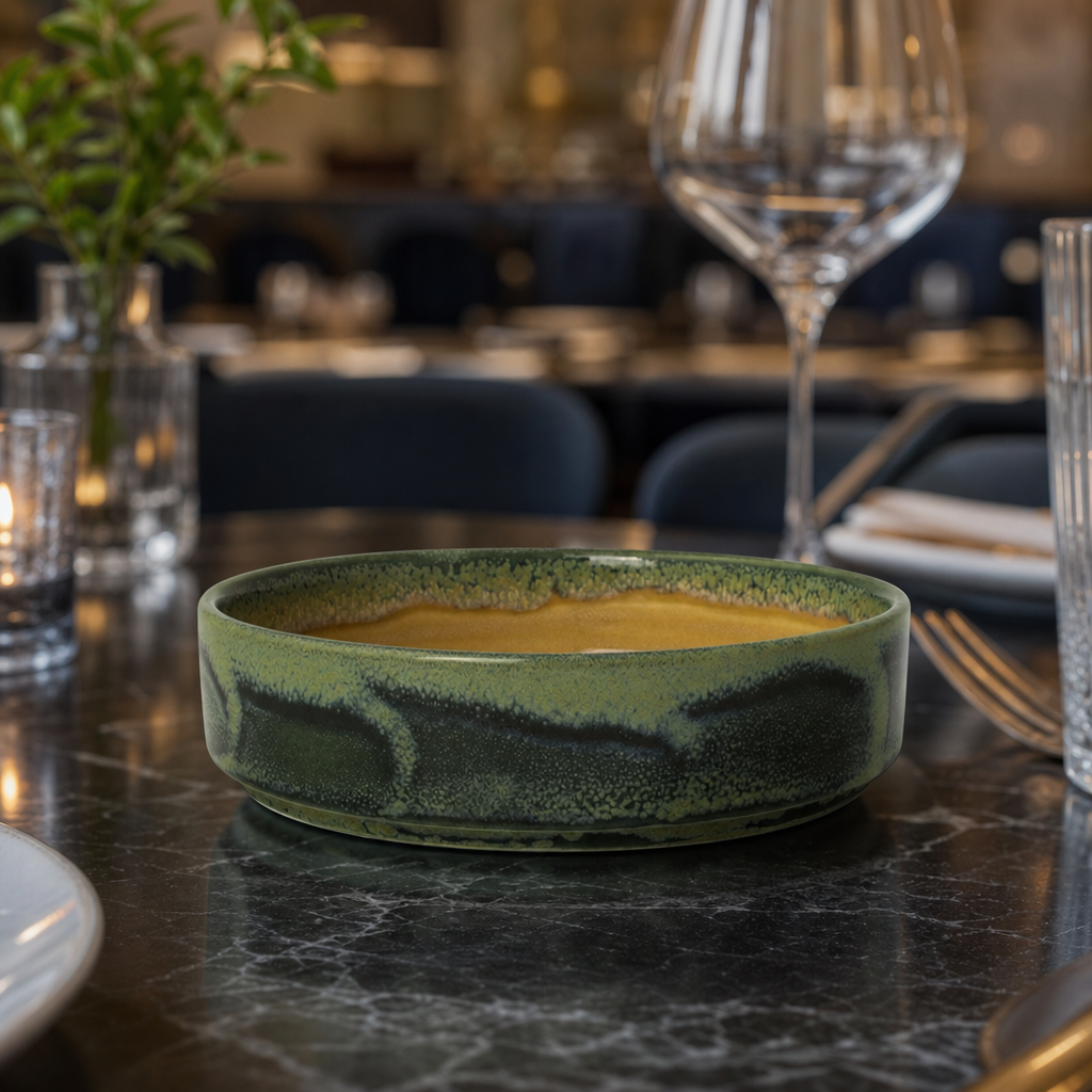 Round Stacking Trays 165mm Green Vitrified Ceramic for Versatile Dining (Pack of 12)