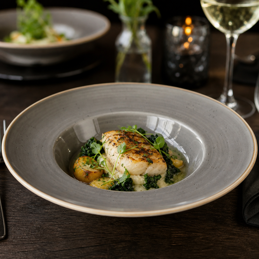 Stonecast Round Wide Rim Bowl in Peppercorn Grey for Catering & Hospitality