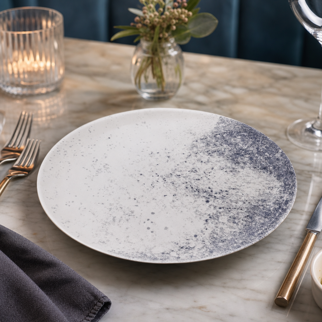 Coupe Plates inch 10 1/4 Blue Vitrified Porcelain for Dining Experiences (Pack of 12)