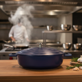 Cast Aluminium Shallow Casserole Dish 6L for Home Cooking