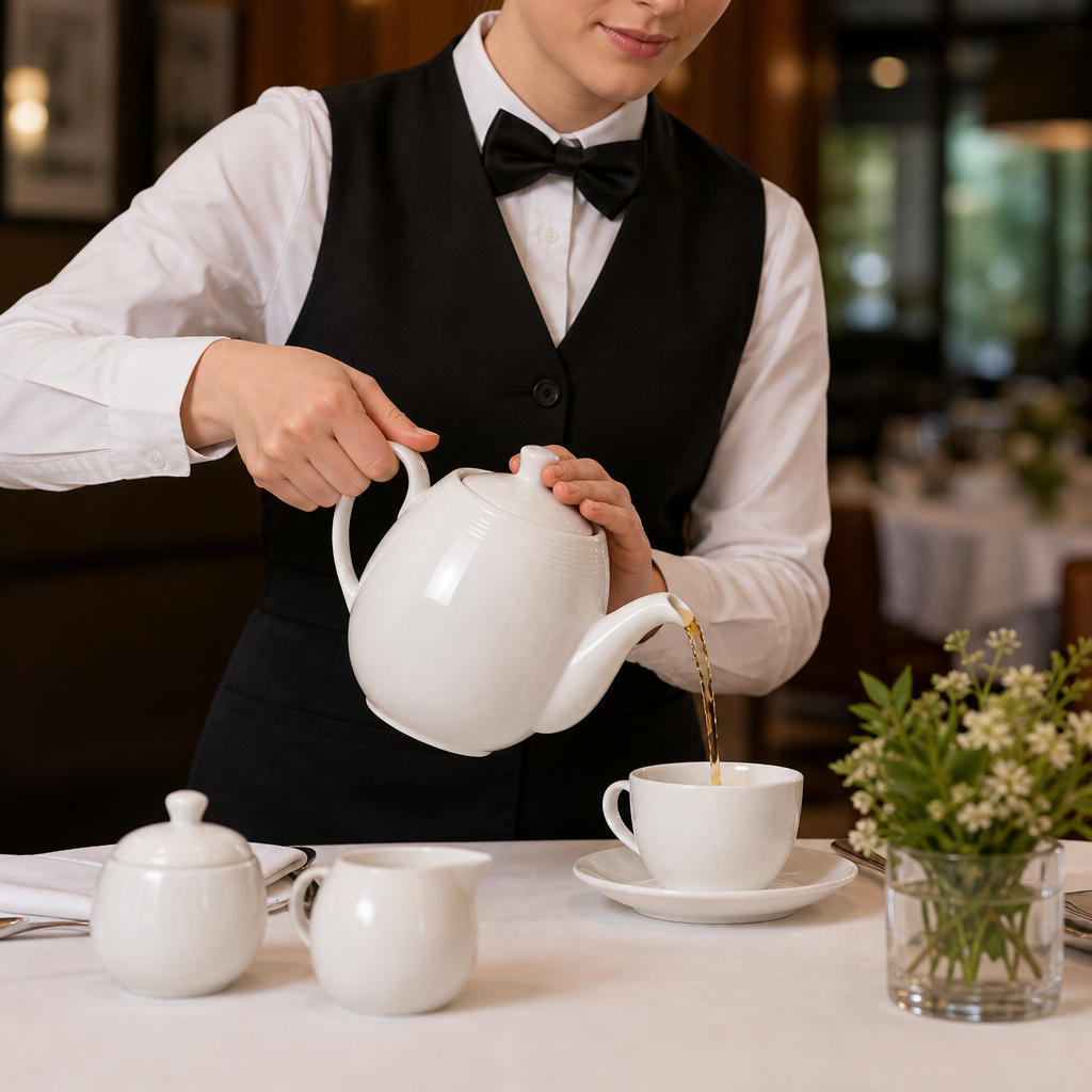 Porcelain Tea and Coffee Pot 1L for Professional Catering (Pack of 4)
