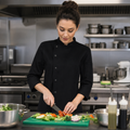 Ladies Fitted Chef Jacket in Black for Busy Kitchens