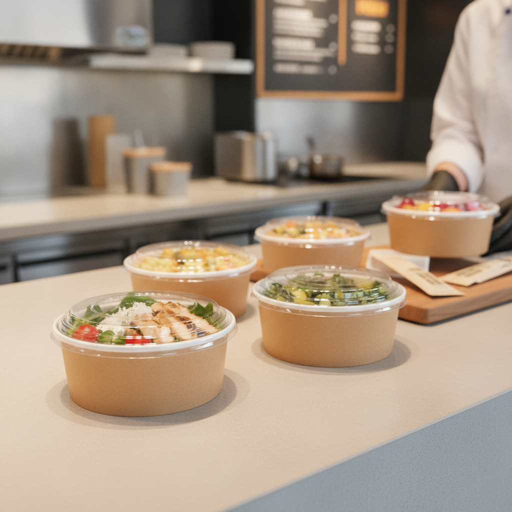 Paper Kraft Salad Pots 700ml for Food-to-Go Service (Pack of 150)