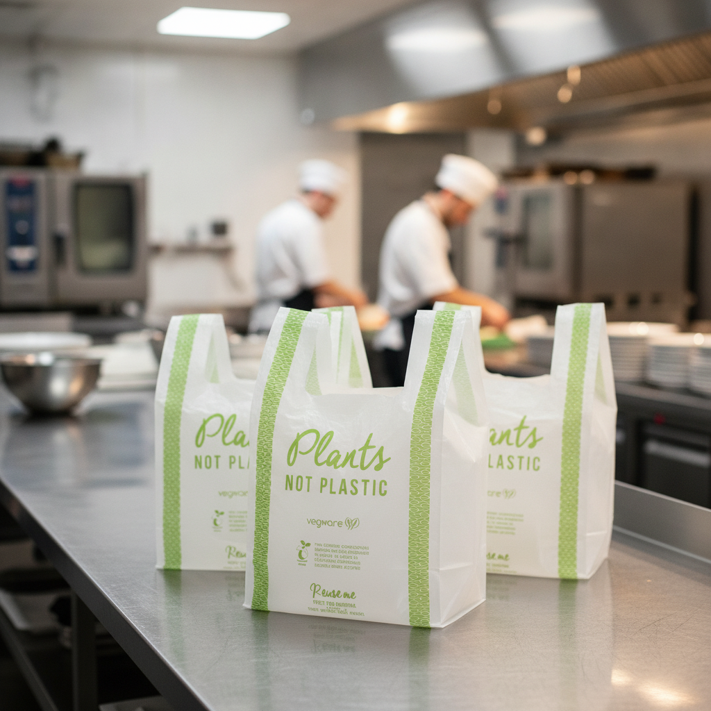 Compostable PLA Carrier Bags for Groceries & Takeaway (Pack of 500)
