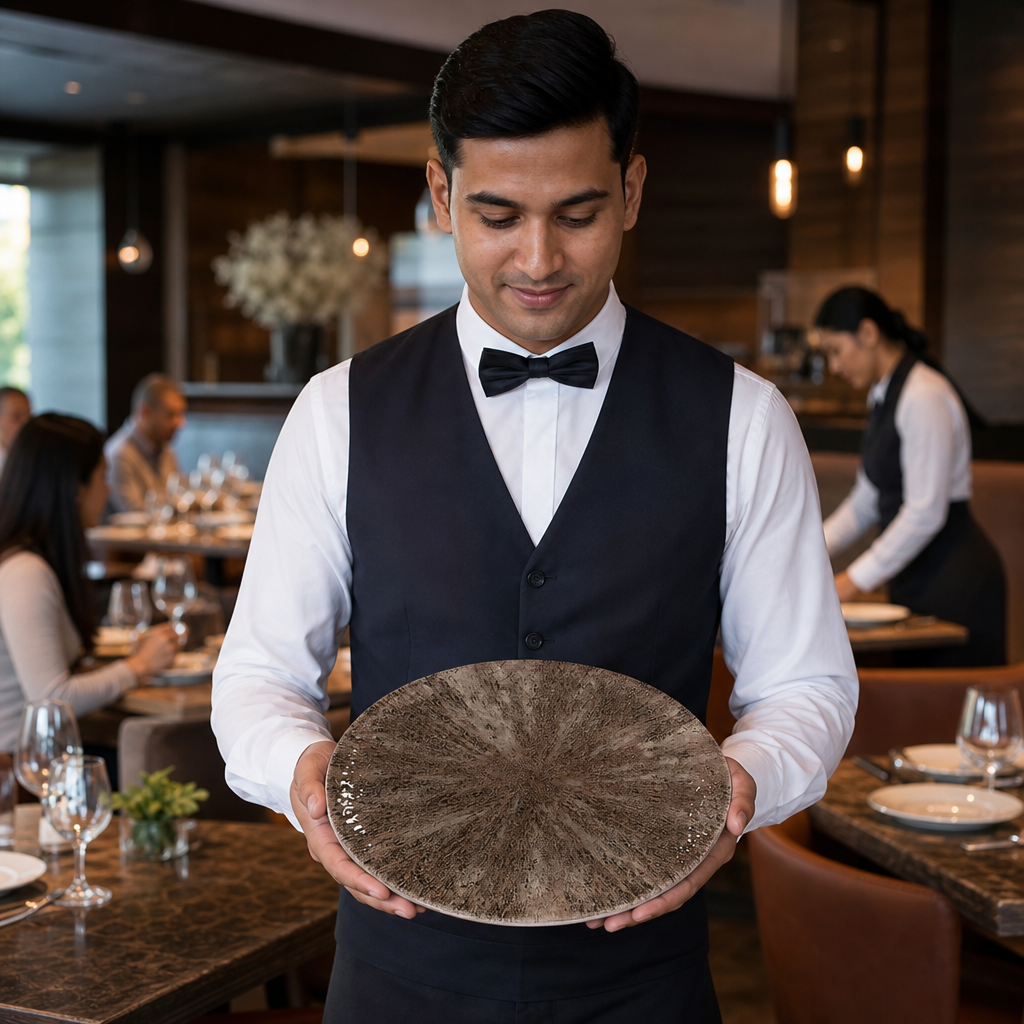 Coupe Plates 260mm Brown Vitrified Ceramic for Dining (Pack of 12)