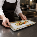 Organic Rectangular Plates 340x156mm Vitrified Ceramic for Casual Dining (Pack of 12)