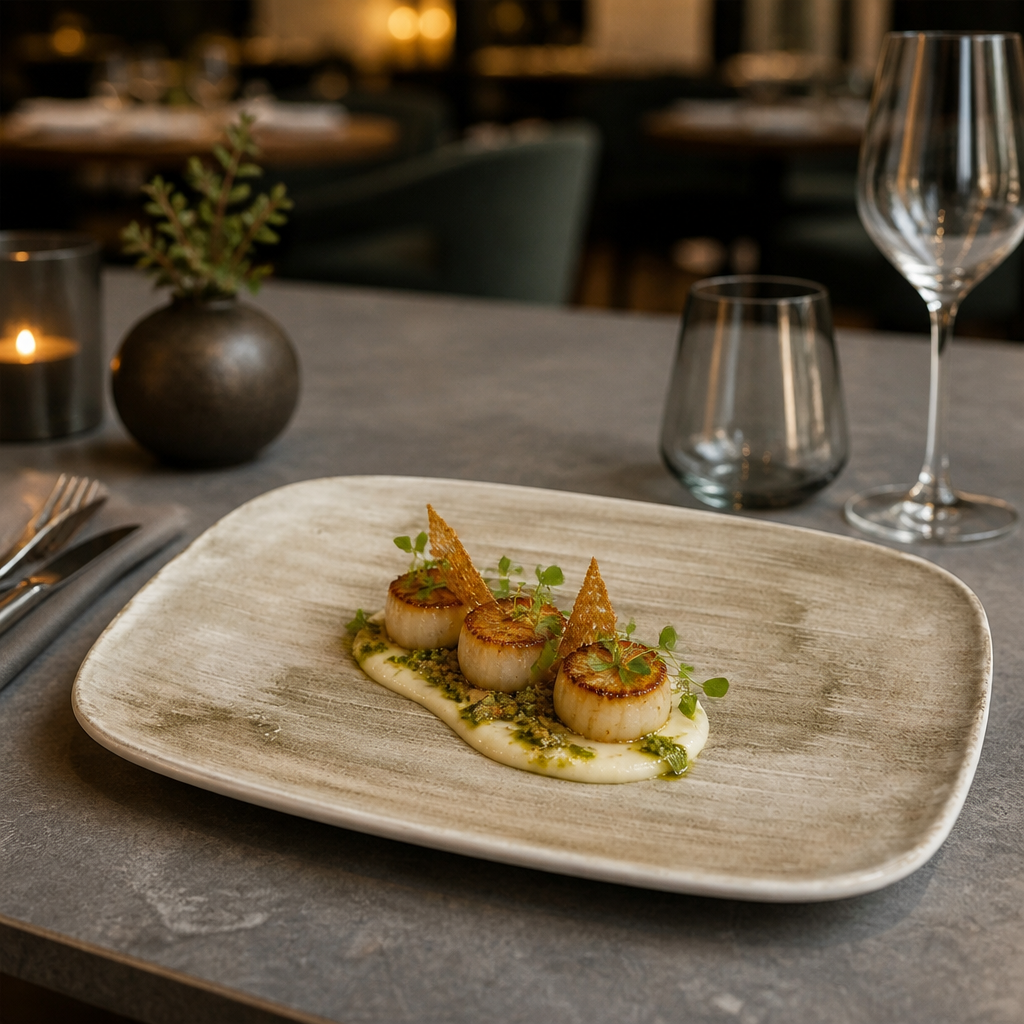 Oblong Chefs' Plates Taupe Porcelain for Creative Presentations (Pack of 6)