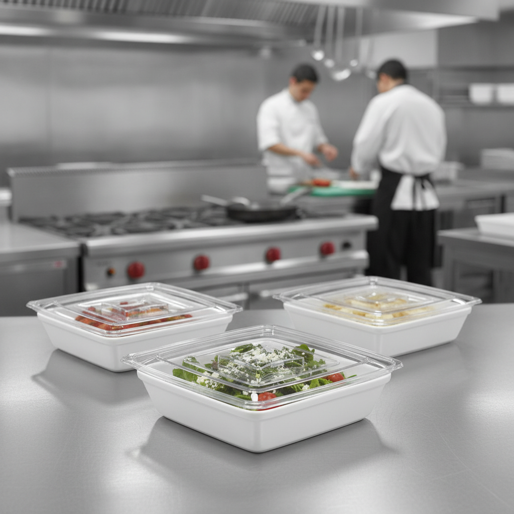 Transparent SAN Square Cover 195mm for Serving Dishes