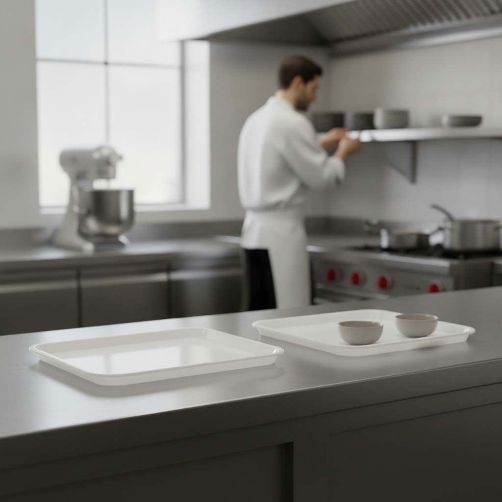 Polypropylene Rectangular Tray White for Fast Food Service