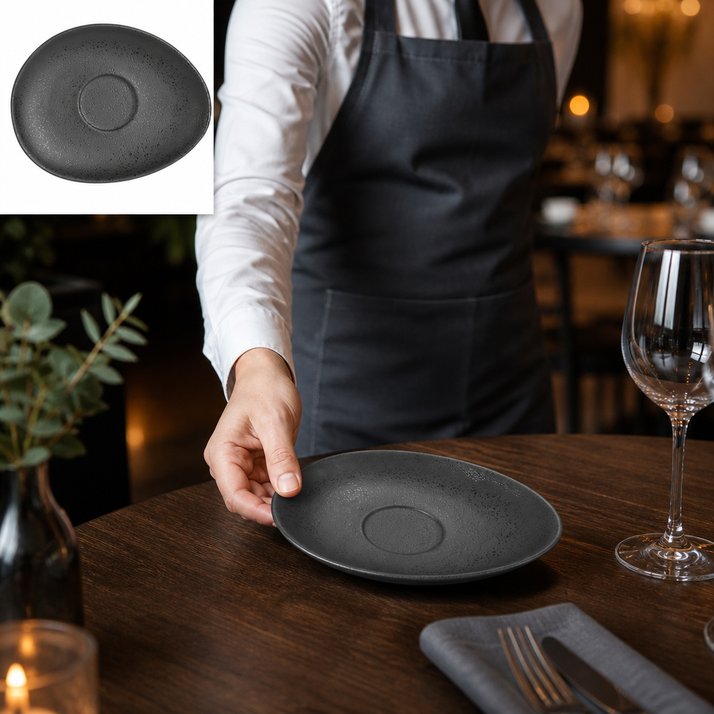 Oval Saucers 160mm Stoneware for Contemporary Dining (Pack of 6)