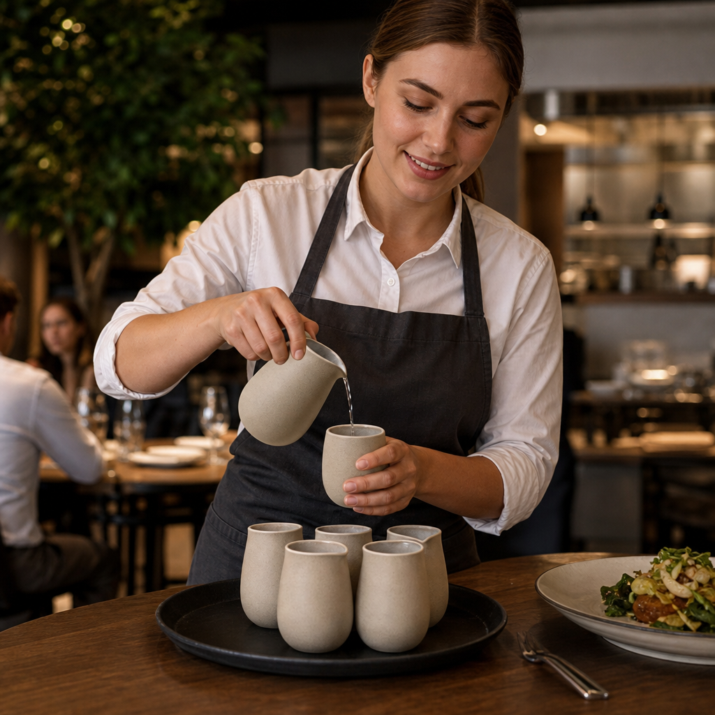 Stoneware Unhandled Jugs 250ml for Hospitality Settings (Pack of 6)