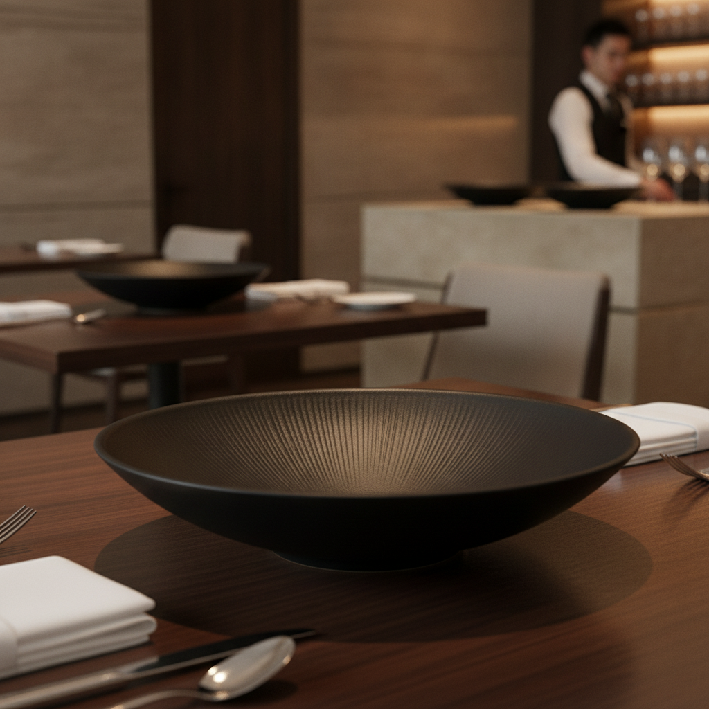 Melamine Black Bowl 300mm for Modern Table Settings