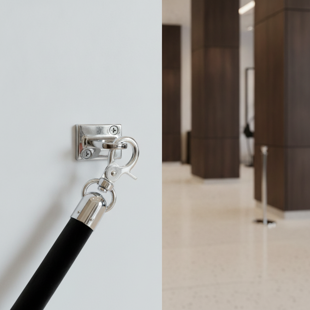 Chrome Wall Fixing 37x49mm for Stylish Barrier Systems