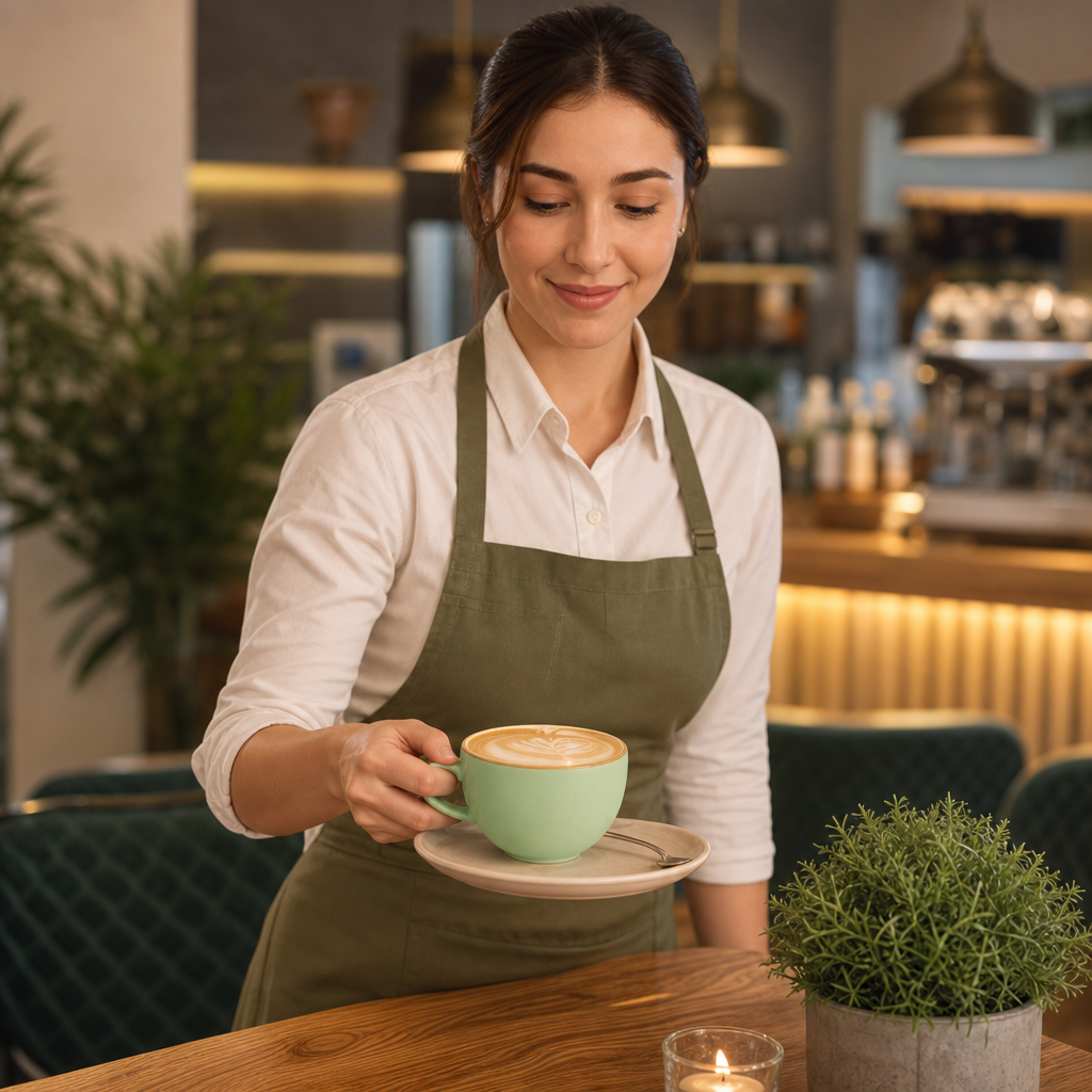 Sage Green Cappuccino Cups 355ml Super Vitrified Ceramic for Cafés (Pack of 12)