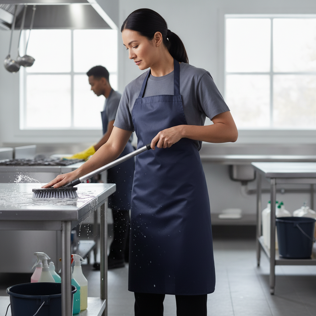 Nylon Water-Resistant Bib Apron for Cleaning Tasks
