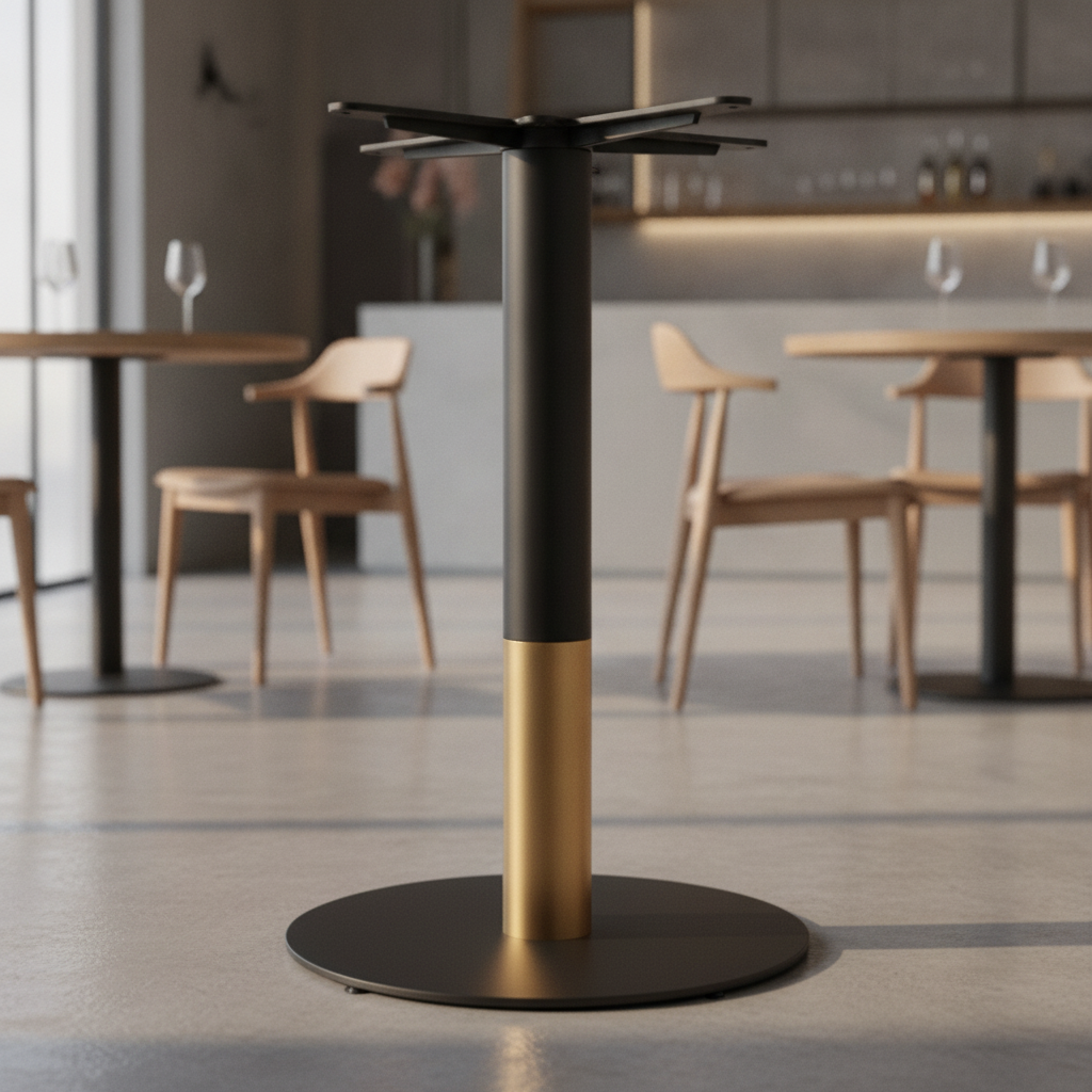 Steel Round Dining Table Base with Gold Collar 420mm for Indoor Use
