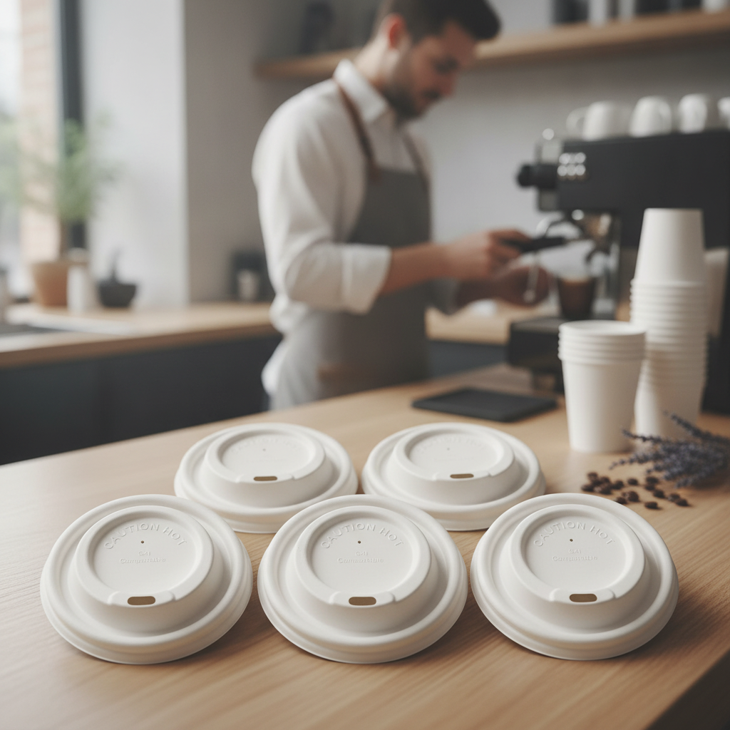 Bagasse Coffee Cup Lids 340ml for Eco-Friendly Use (Pack of 1000)