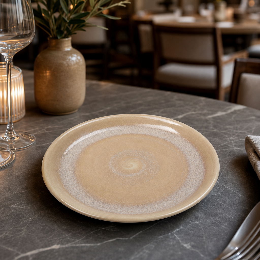 Coupe Plates 202mm Sandstone China for Dining Experiences (Pack of 12)