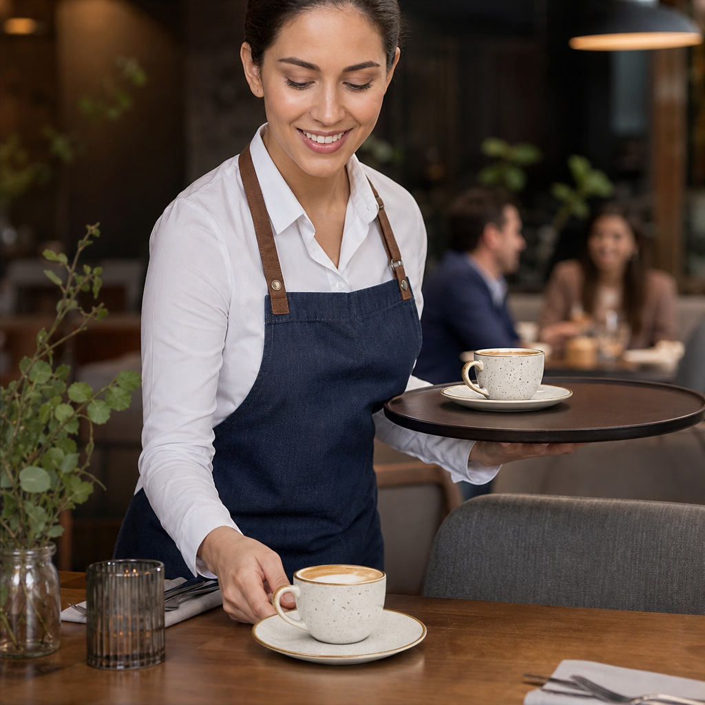 Round Cappuccino Saucers White Vitrified Ceramic for Cafés (Pack of 12)