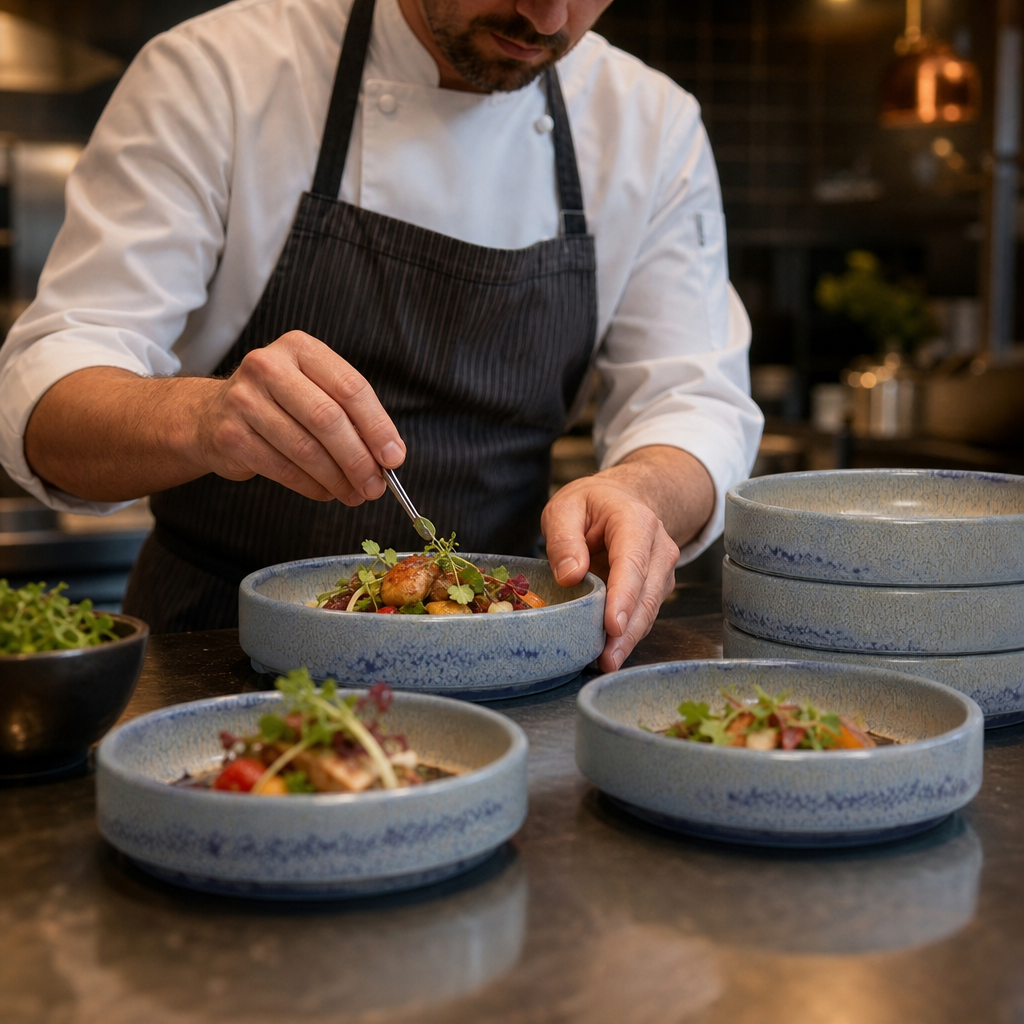 Round Stacking Trays 100mm Vitrified Ceramic for Versatile Cuisine Presentation (Pack of 12)