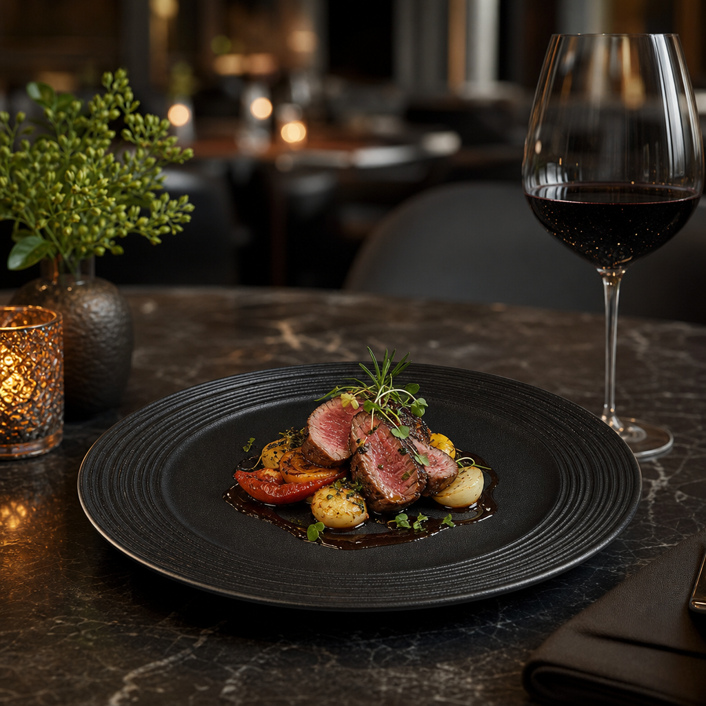 Coupe Plates Matte Noir Vitrified Porcelain for Upscale Dining (Pack of 12)