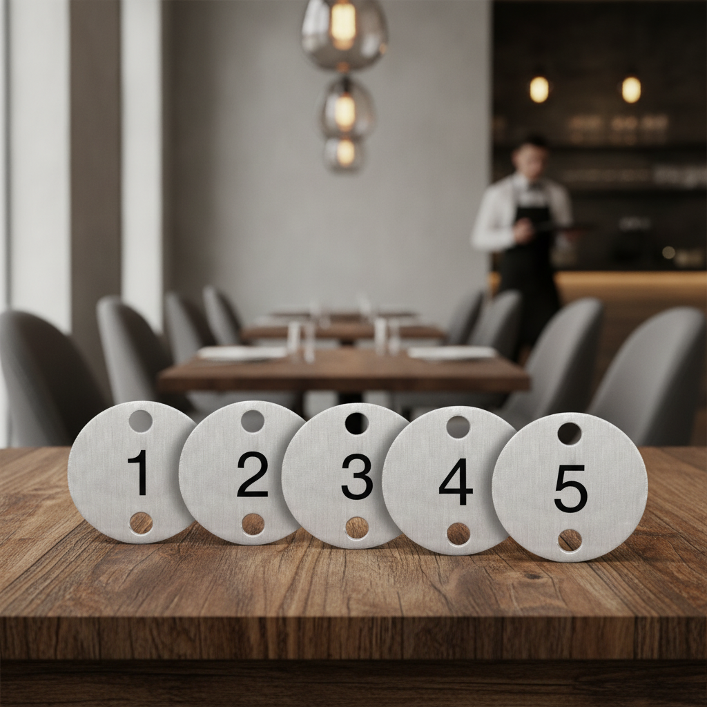Stainless Steel Table Numbers 30x30mm for Easy Ordering (Pack of 5)