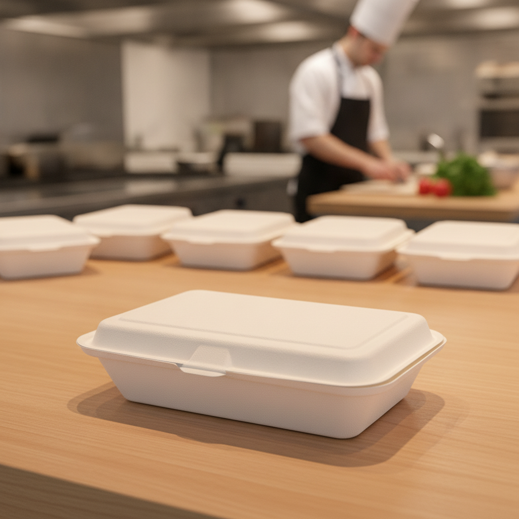 Bagasse Hinged Food Containers 700ml for Takeaway Service (Pack of 250)