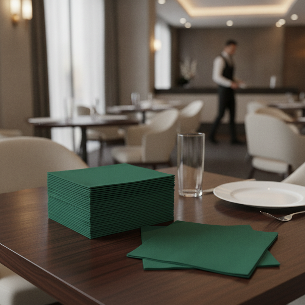 Paper Dark Green Dinner Napkins 40x40cm for Restaurants (Pack of 500)