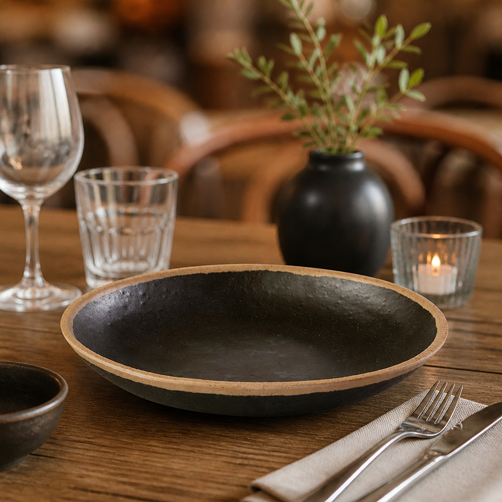Dessert Plate Sandy Rim Brown Melamine for Cafés & Restaurants