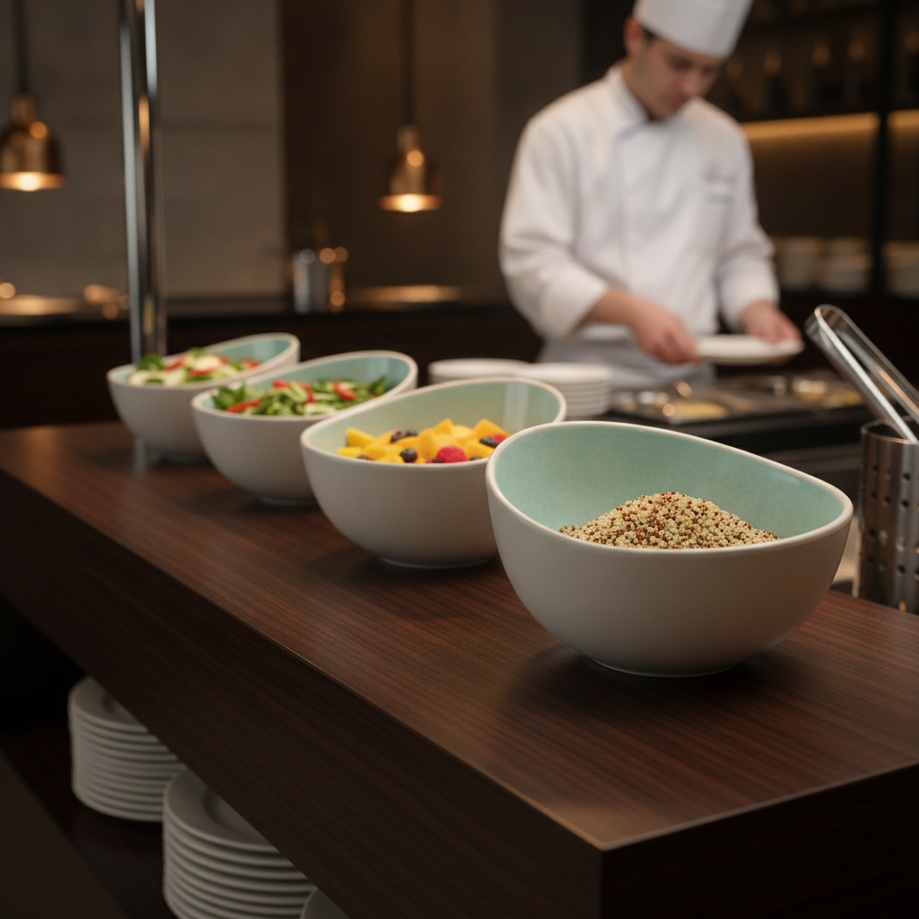 Melamine Bowl Green 700ml for Buffet Displays