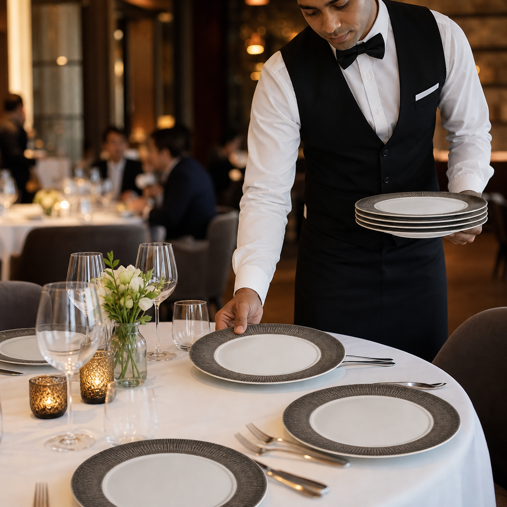 Footed Plates 260mm Vitrified Porcelain for Banqueting & Events (Pack of 12)