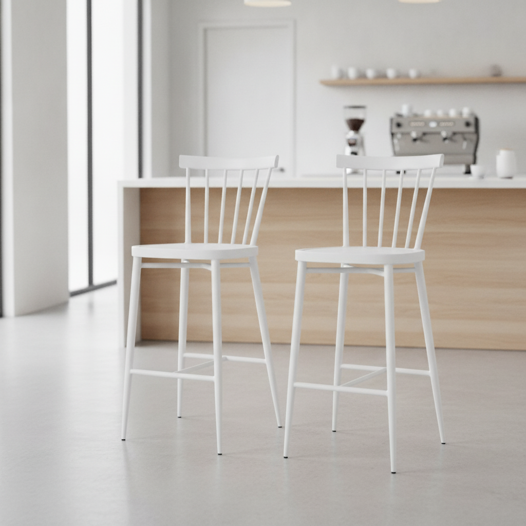 Aluminium High Stools White 1080mm for Indoor & Outdoor Use (Pack of 2)