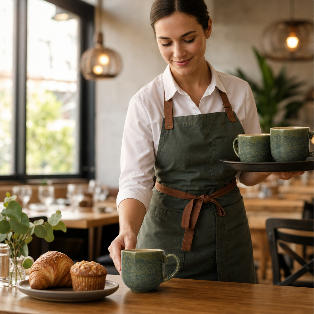 Mug Alumina 340ml Green Vitrified Ceramic for Dining (Pack of 12)