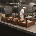 Wood Natural Hardwood Rectangular Crates 330x200mm for Catering (Pack of 4)