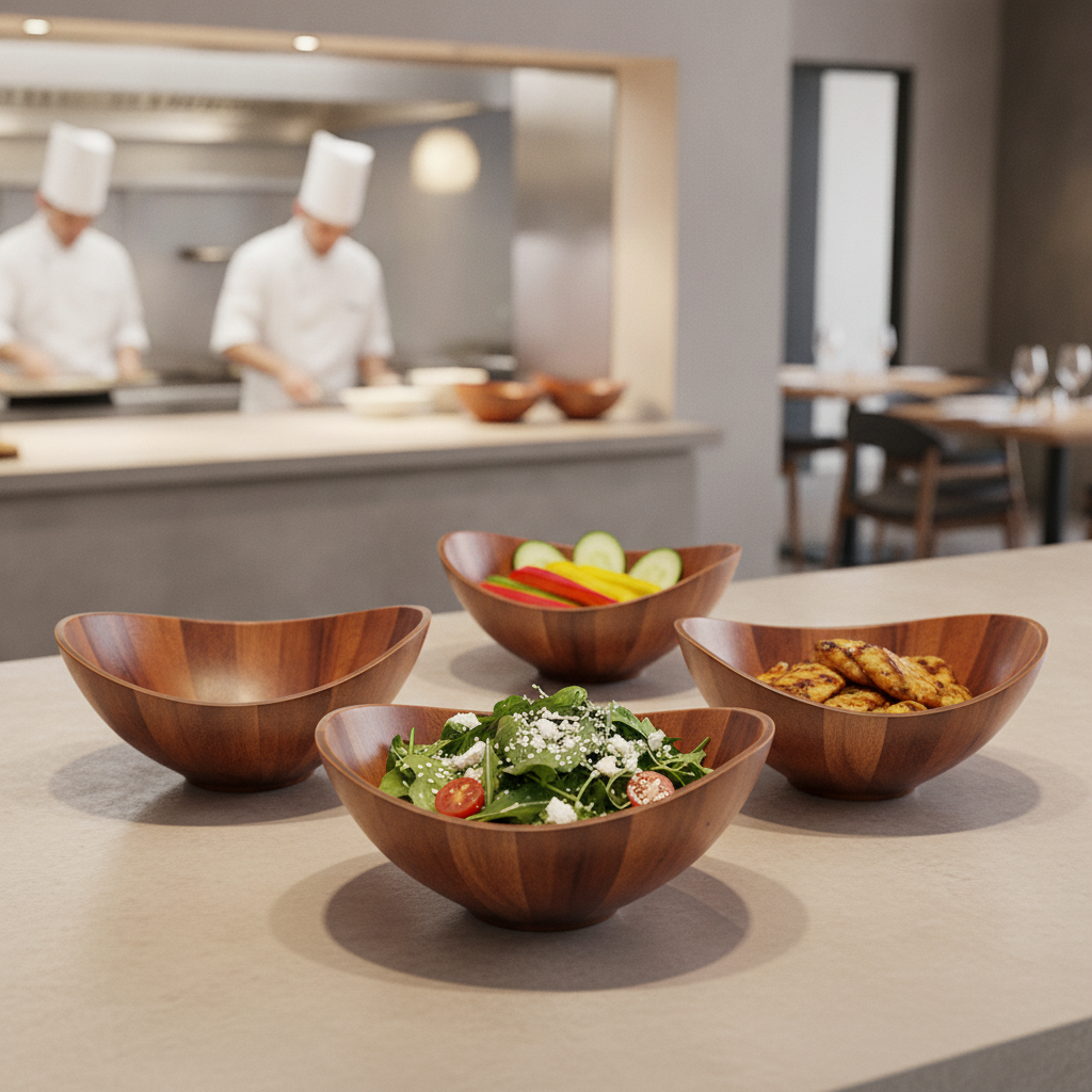 Acacia Wood Small Bowls 140x135mm for Buffet Presentations (Pack of 4)
