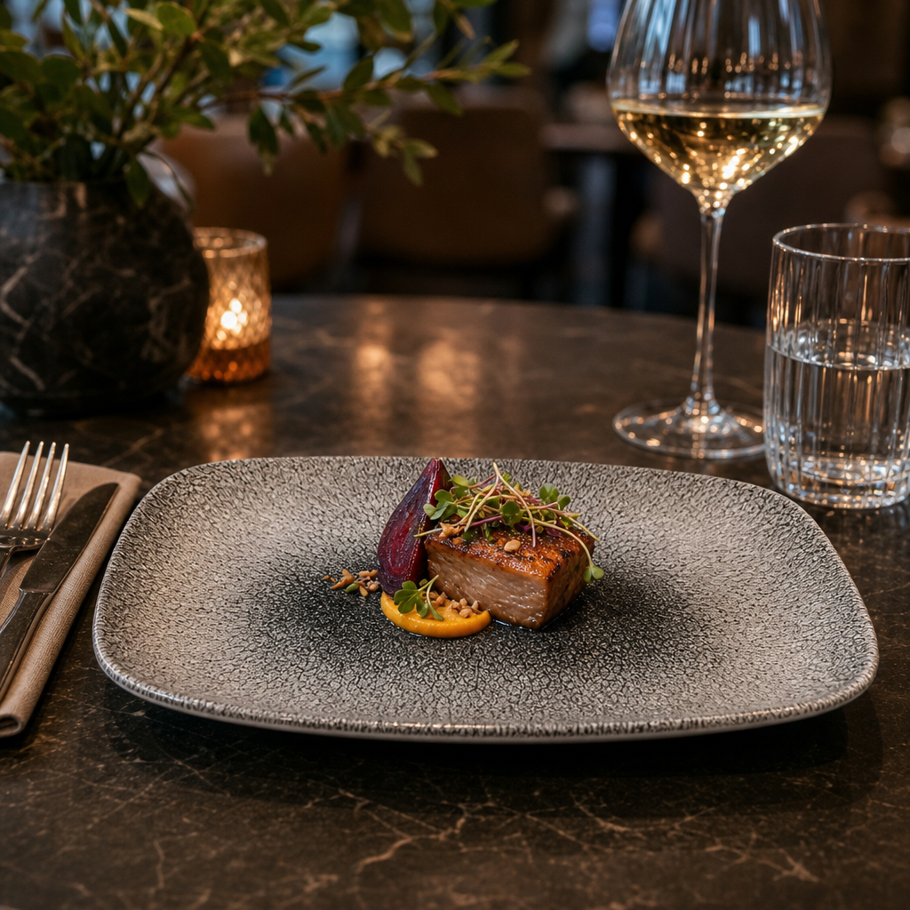 Rectangular Plates Black Porcelain for Dining Experiences (Pack of 12)