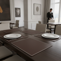 Synthetic Leather Brown Placemats 300x200mm for Elegant Dining (Pack of 4)