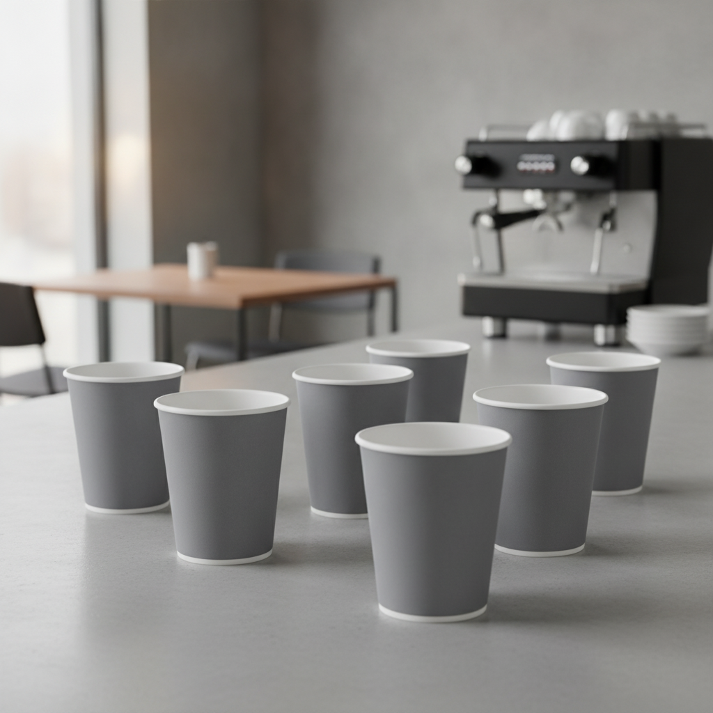 Cardboard Charcoal Coffee Cups 225ml for Takeaway Service (Pack of 1000)