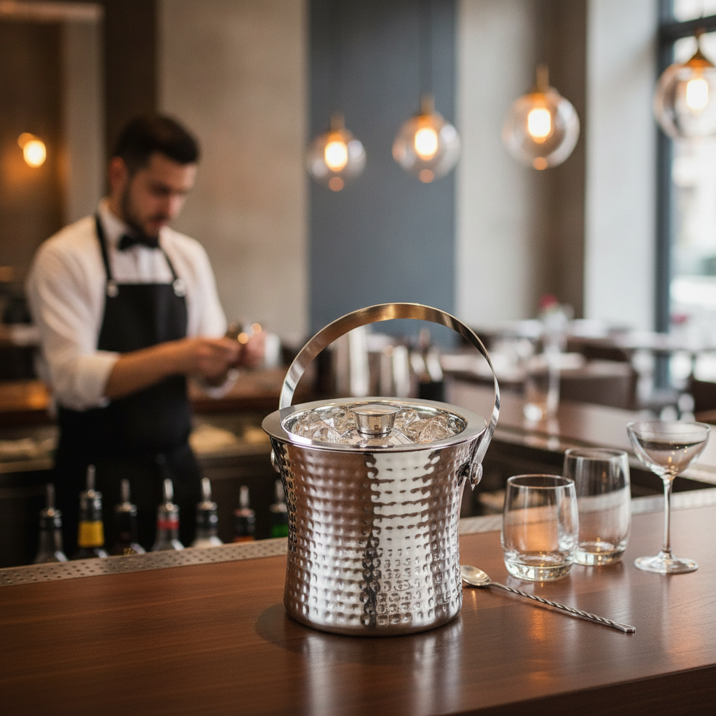 Stainless Steel Hammered Ice Bucket 1.5L for Drinks Service