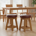 Rubber Wood Low Stools with Deep Padded Seat 475x335mm for Dining Spaces (Pack of 2)