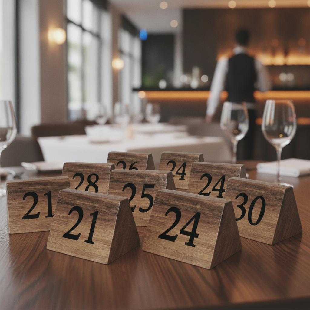 Acacia Wood Table Number Signs 21-30 for Stylish Settings (Pack of 10)