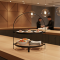 Black Steel Two-Tier Serving Rack 355mm for Buffets & Catering
