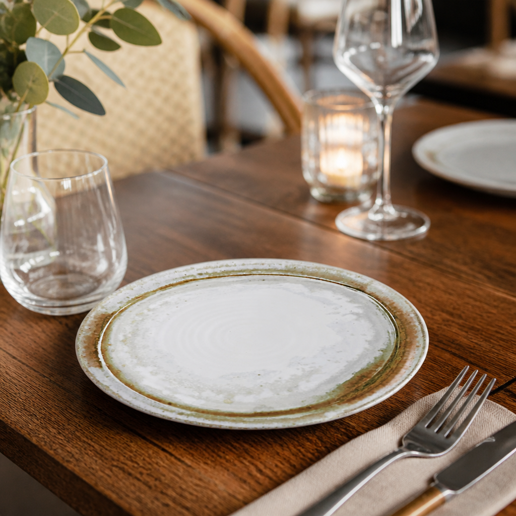 Organic Flat Plates in Sandstone for Casual Dining (Pack of 6)
